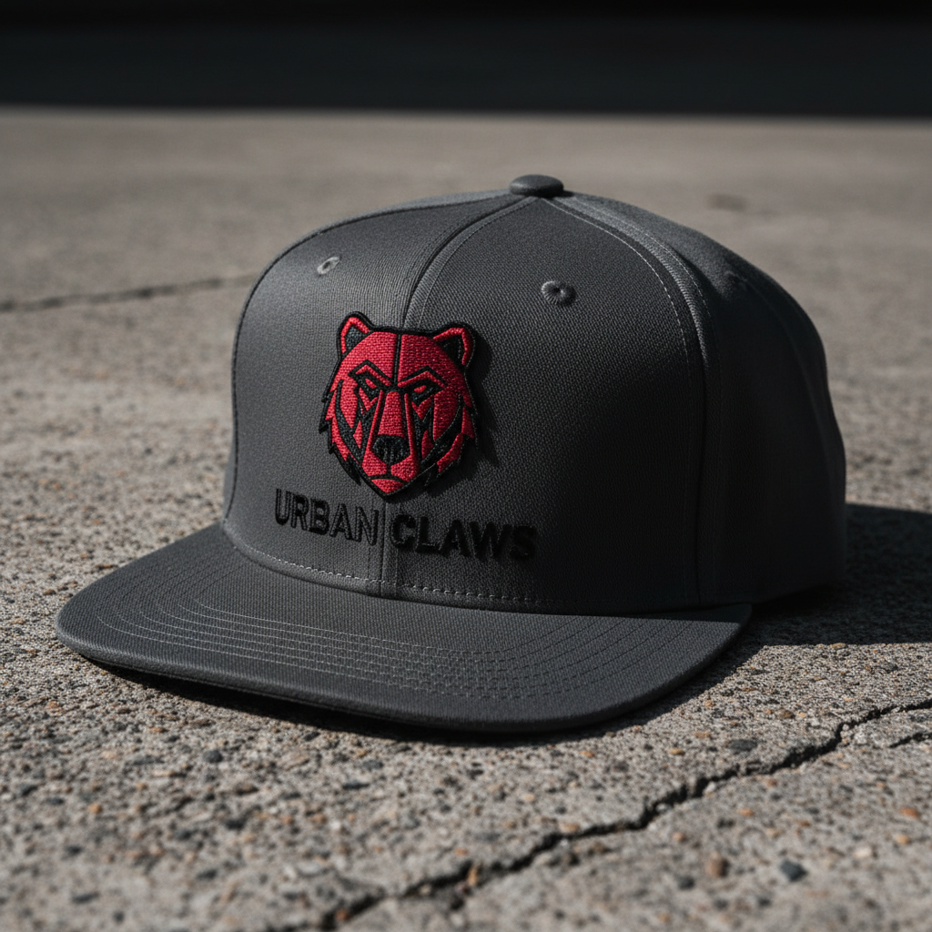 Void Snapback Cap flat lay on concrete with urban streetwear aesthetic